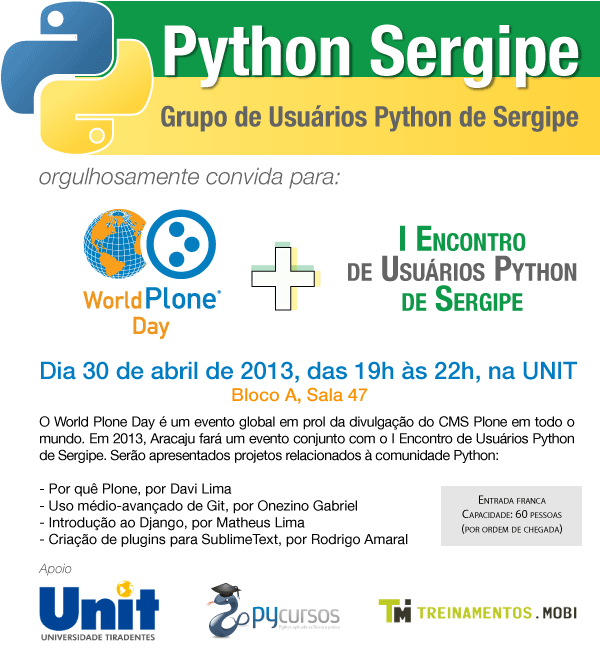 World Plone Day Aracaju + Encontro de Usuários Python de Sergipe